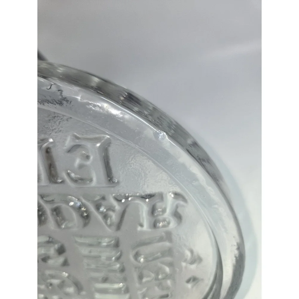 Clear Glass Cheese Varieties Round‎ Serve Cutting Board Embossed Mixed Font 11